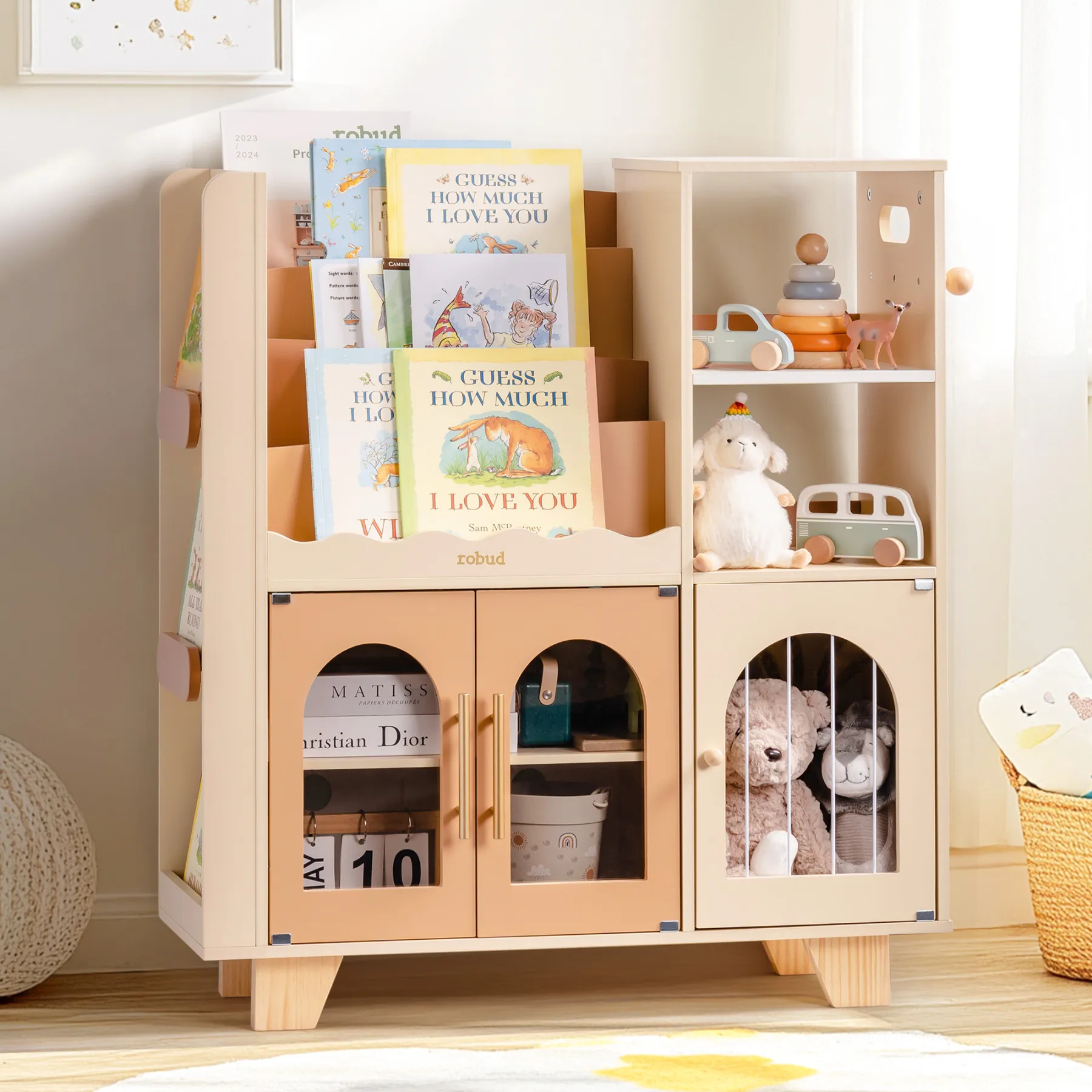 Woodworking Kids Toys - Robotime Robud Kids Wooden Bookshelf All-in-1