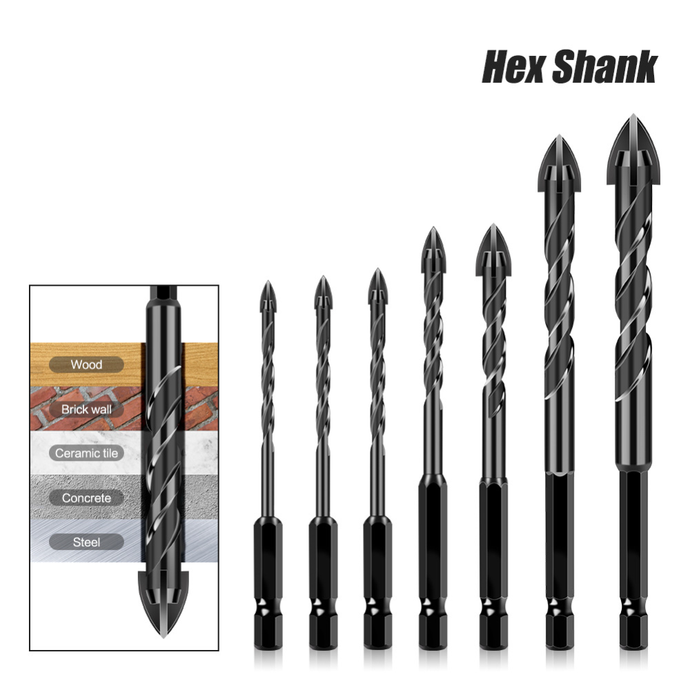 Woodworking Drill Bits - Hex Shank 4-Cutter Cross Tile Drill