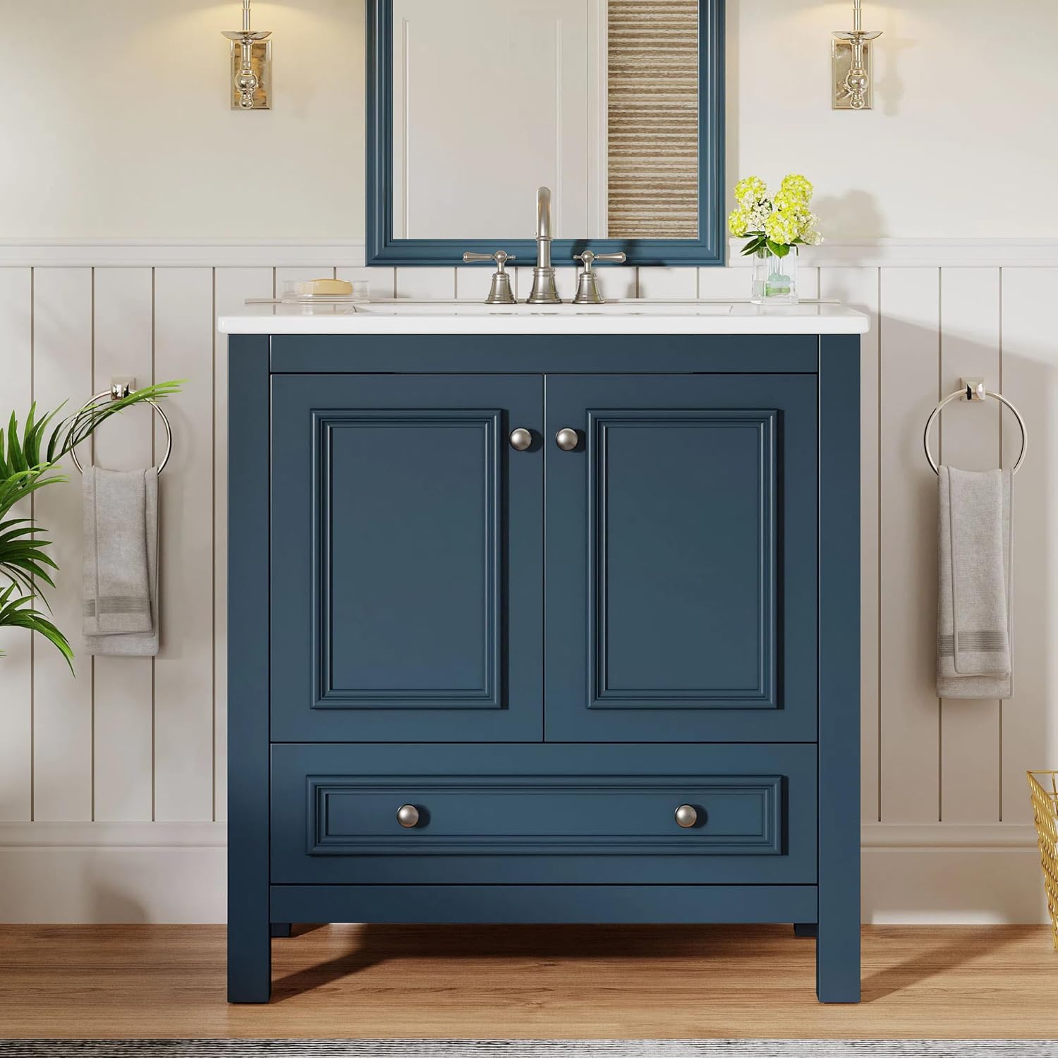 Woodworking Veneer - 30 Inch Freestanding Bathroom Vanity With