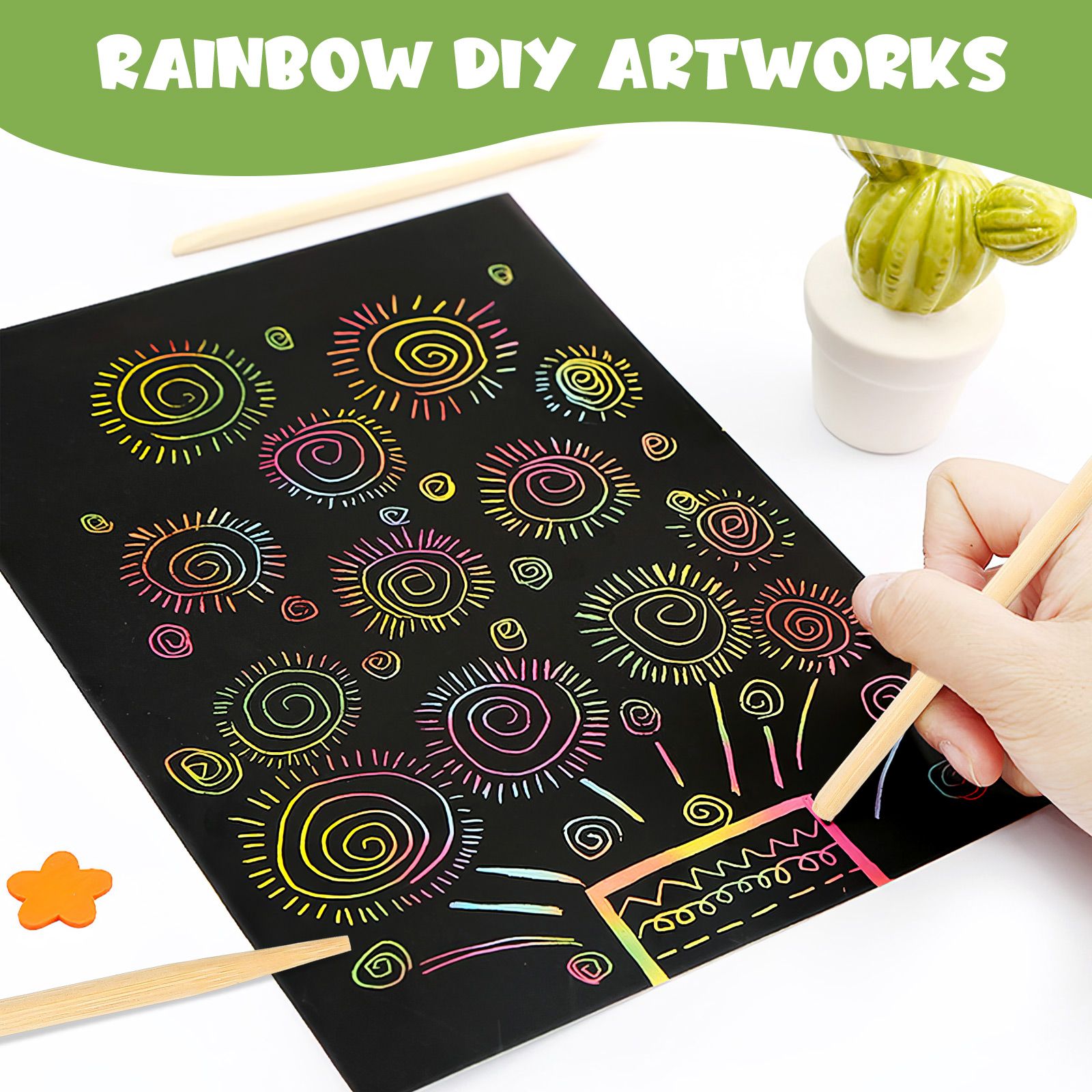 30pcs Scratch Bamboo Pens Wax  - огляд і ціна Woodworking Kids Toys