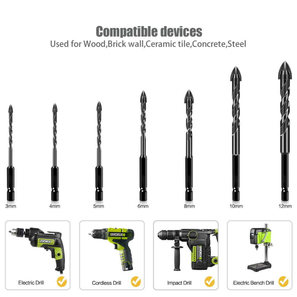 Hex Shank 4-Cutter Cross Tile  - огляд і ціна Woodworking Drill Bits