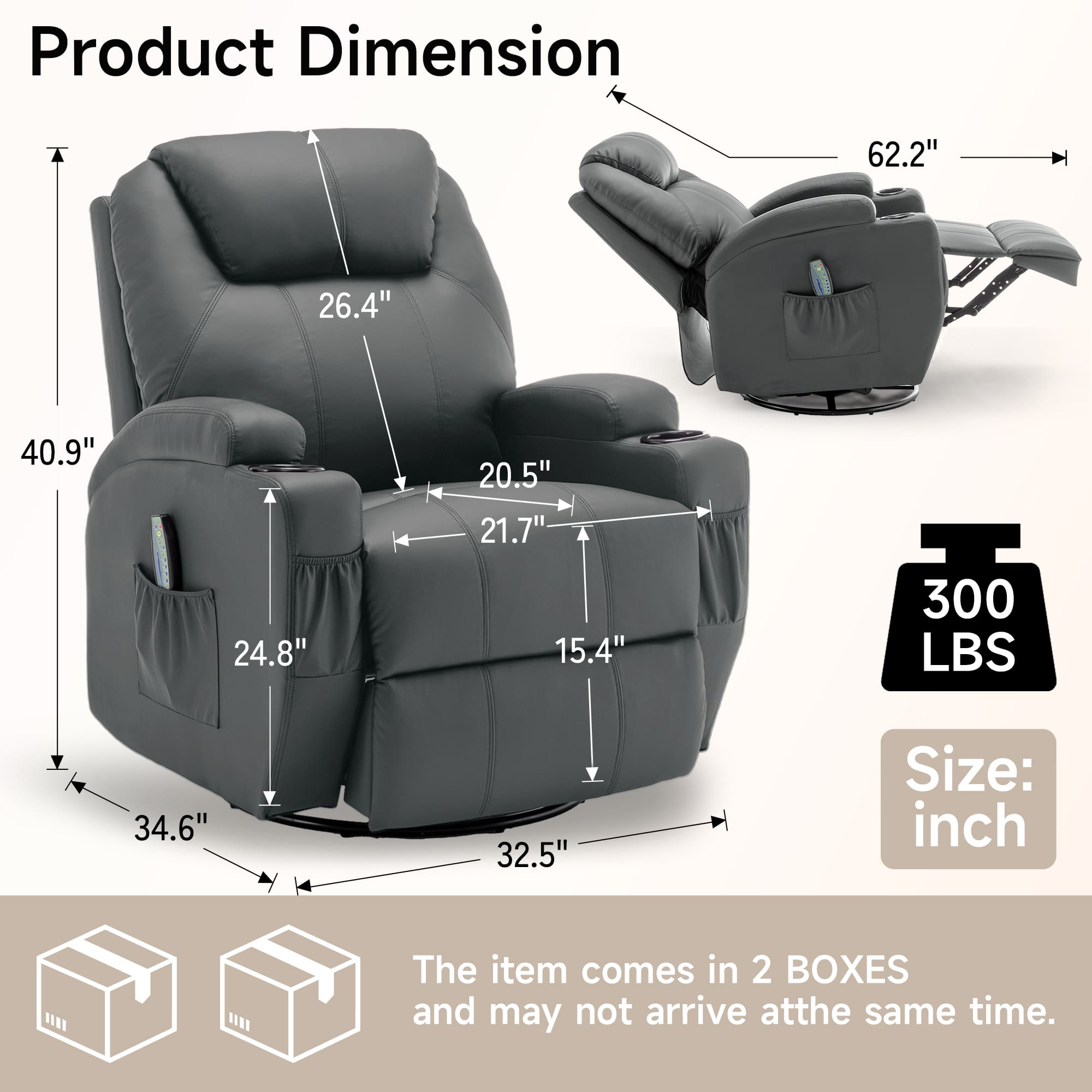 Recliner Chair with Massage an - огляд і ціна Woodworking Veneer