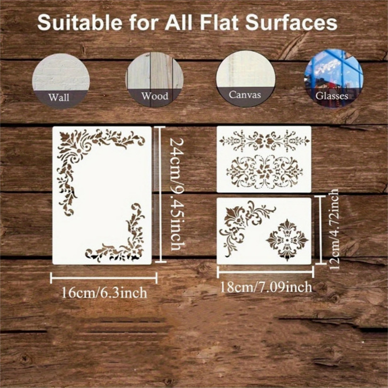 6Pcs Floral Corner Stencils fo - огляд і ціна Woodworking Veneer